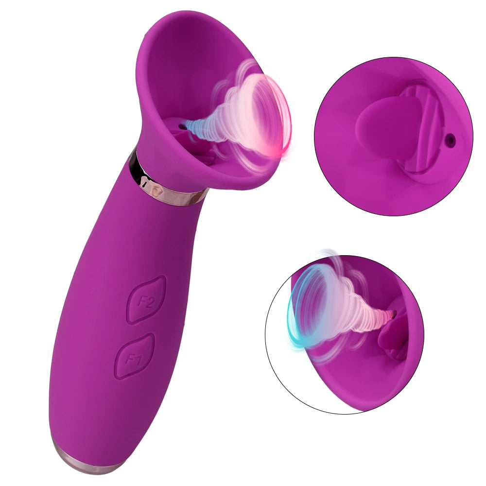 2 in 1 Breast Pump Nipple Licks Clitoris Sucker Tongue Licking Vibrators For Women